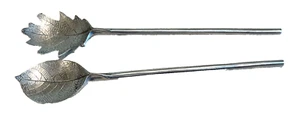 Mariposa Cast Aluminum Salad Servers Vintage 1992  Leaf Pattern - Picture 1 of 5