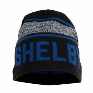 Beanie - Shelby Black with Blue & Grey Stripes * Stylish! * Ships FREE to USA 👀