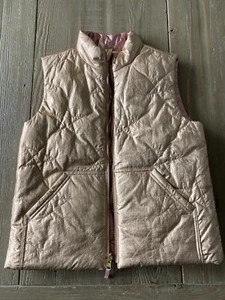 Gap Girls Metallic 2 Tone Reversible Pink Puffer Vest With Star Pattern Sz 10/12 - Picture 1 of 9