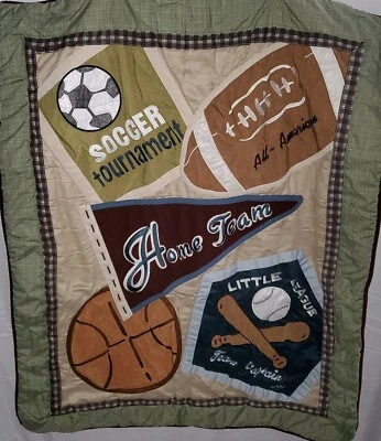 Baby Crib Comforter Sports Soccer Football Baseball Basketball - Image 1 of 4