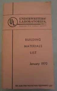 Underwriters' Laboratories "Building Materials List" - January 1970 - Imagen 1 de 12