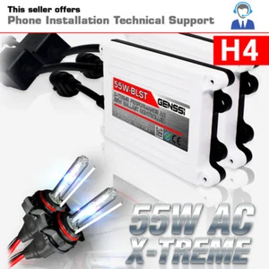 Genssi H4 HID Kit Headlight Bulbs White Blue Xenon Conversion Light Ballasts  - Picture 1 of 9