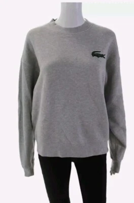 Sudadera gris manga larga cuello redondo calce relajado algodón Lacoste para mujer talla 3 Foto 1 de 4