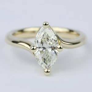 1.5CT Marquise Cut Moissanite Solitaire Plain Handmade Stacking Ring Bypass Band - Picture 1 of 3