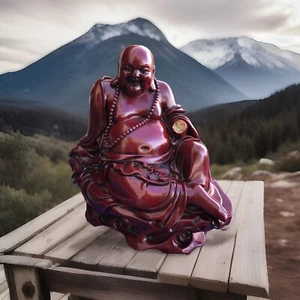 7,2 Zoll alter chinesischer Buchsbaum Holz geschnitzt Happy Laugh Maitreya Buddha schwer. - Bild 1 von 12