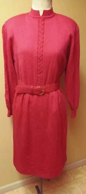Vestido Talbots Vintage Años 80 Talla 6 Pequeña Lana Midi Forrado Rosa Secretaria Foto 1 de 4