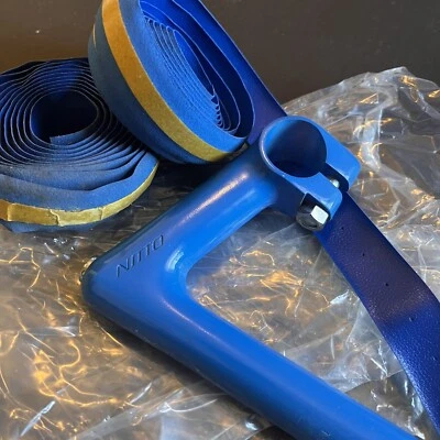 复古 NOS NITTO Technomic Stem 1988 蓝色车把带 原始设备制造商 Cannondale Team Crest — 第 1/4 张图片