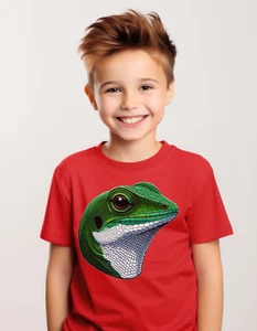 Child's green anole t-shirt, kids funny reptile gift for lizard enthusiasts.  - Picture 1 of 6
