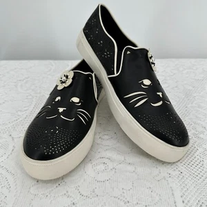 Karl Lagerfeld Leather Black Cat sneaker with soles women size 8.5M - Picture 1 of 10