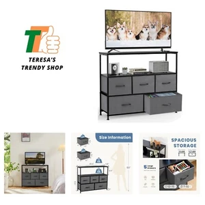 for Bedroom Entertainment Center with 5 Fabric Drawers Storage Organizers Uni... - Picture 1 of 9
