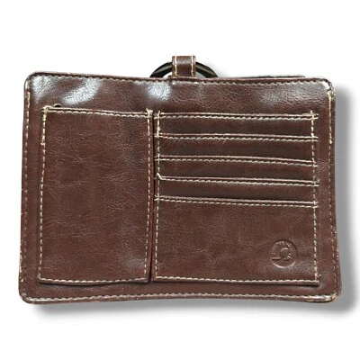 Bolso organizador de cuero marrón Pouchee bolso de mano cartera insertar bolsa de maquillaje Foto 1 de 4