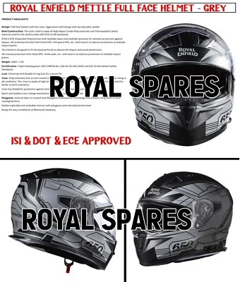 ROYAL ENFIELD METTLE FULL FACE HELMET - GREY - Image 1 of 4
