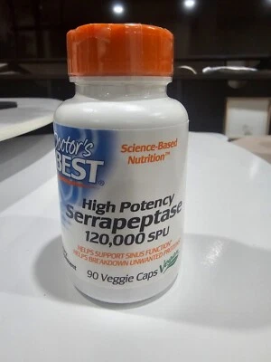 Cápsula Serrapeptasa Alta Potencia Doctor's Best - 90 Vegetales Envío Rápido. Foto 1 de 2