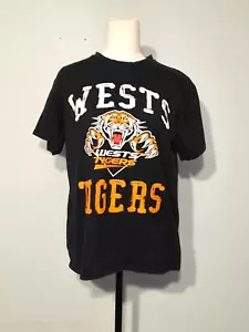 Wests Tigers Size Small Team NRL Black T-Shirt Large Logo - Imagen 1 de 8