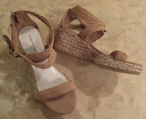 Stuart Weitzman ~ hellbraune Keilabsatz-Sandalen ~ NEU Größe 5 High-Heel-Schuhe ~ ESPADRILLE Reißverschluss gewebt - Bild 1 von 10