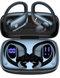 TWS Wireless Earbuds ANC BT5.3 WASSERDICHT, 48 Stunden Spielzeit, LED, IPX8 SPORT (SCHWARZ) - Bild 1 von 12