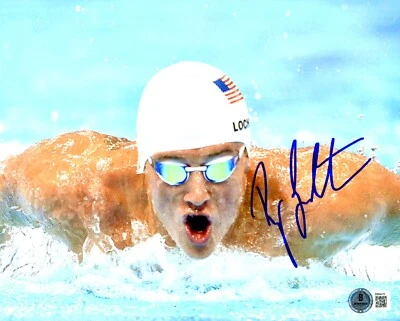 Foto assinada por Ryan Lochte 8x10 certificado de autenticidade Beckett certificado de autenticidade EUA Olimpíadas de Natação OURO SP - Imagem 1 de 2