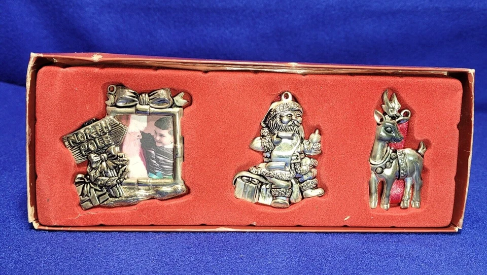 Gorham Christmas North Pole Ornaments Set of 3 Silverplate