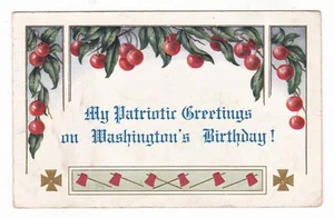 1913 CALLAWAY NEBRASKA PATRIOTIC WASHINGTONS BIRTHDAY APPLE VINTAGE POSTCARD NE - Picture 1 of 2