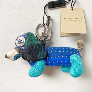 $395 Burberry Tilly Sausage Wiener Dog Studded Bag Charm Stuffed Animal Key Ring - Picture 1 of 9