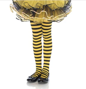 Leg Avenue 4710 Costumes Girls Striped Tights Blk/Yel XL 11-13 - Picture 1 of 3