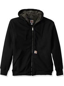 Carhartt Men's Rain Defender Rockland Sherpa Lined Hooded Sweatshirt Black XL