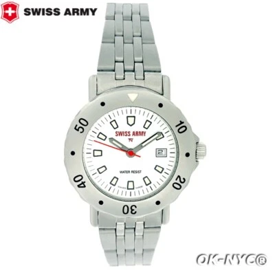 Women's SWISS ARMY S.A.W. CO Steel Date W/R 10 ATM Quartz 32 MM Watch REF 1798 - image 1 of 4