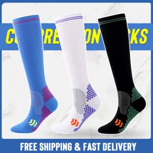 3Pair Graduated Medical Compression Socks for Women Men 20-30mmhg Knee High Sock - Picture 1 of 13