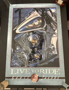 Scott Jacobs "LIVE TO RIDE" Harley Poster 24" X 36" Vintage - Picture 1 of 6
