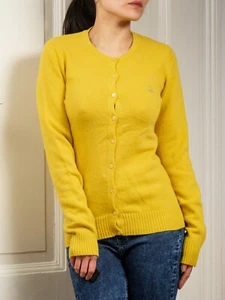 BENETTON Strickjacke Gr. S / 36 cardigan wolle wool merino gelb senf strick knit - Bild 1 von 7