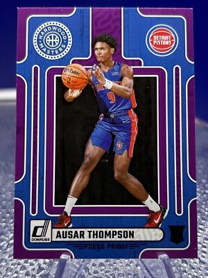 2023-24 Donruss #2 Ausar Thompson Hardwood Masters Purple Press Proof Pistons RC - Image 1 of 4