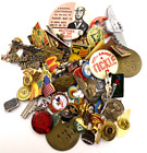 Vintage Junk drawer lot pins tags motorcycle badges awards wings misc.