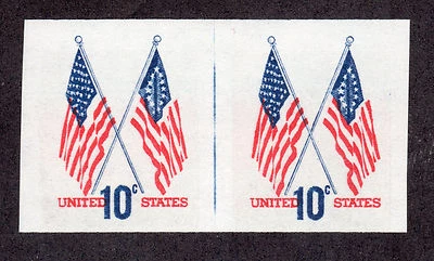 US # 1519a (1973) 10c - MNH - CLP - w/2  EFO's: Imp Pair & droopy flags - Image 1 of 2