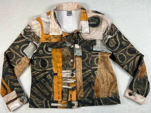 Simply Art Dolcezza Jacke Strick Stretch Jeans Knopfleiste bunt abstrakt XL - Bild 1 von 10