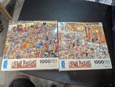 LOT of 2 1000 pc Puzzles CROWD PLEASERS THE ANTIQUE SHOW + THE KITCHEN UNCOUNTED - Image 1 of 4