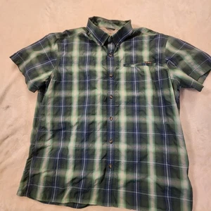 Eddie Bauer Herren Hemd grün kariert Seersucker Kurzarm belüftet geknöpft Hemd - Bild 1 von 15