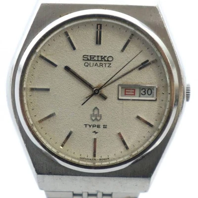 Reloj pulsera vintage Seiko 4336-8030 esfera texturizada blanca cuarzo... - Imagen 1 de 4