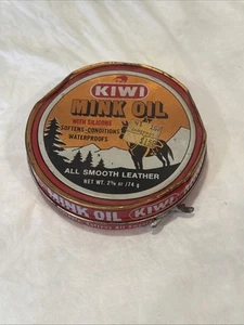 Vintage KIWI MINK OIL WITH SILICONE Polish With Tin. - Picture 1 of 8