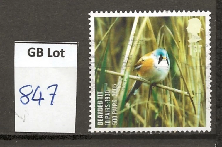 GB stamp Lot 847 - 2007 Action for Species 1 SG2765 Bearded Tit -  genuine used - Image 1 of 1