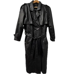 Gabardina de cuero Wilson's M aislada forro con cremallera longitud completa capa de hombro - Imagen 1 de 22