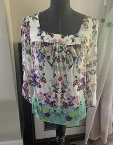 Vanessa Virginia Anthropologie Women's size 4 Floral 100% Silk Porto Garden Top - Picture 1 of 9