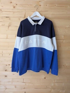 Patta Blue White Fleece Lined Rugby Style Casual Jumper Heavyweight XL Large - Picture 1 of 13