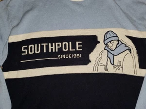 RARE VINTAGE Y2K blue SOUTHPOLE CHARACTER SWEATER DJ HIP HOP SKATER BAGGY XL  - Picture 1 of 6
