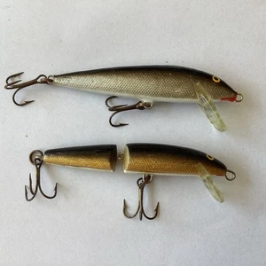 Lot de 2 leurres de pêche Rapala vintage leurre articulé J-9 compte à rebours original Minnow - Photo 1 sur 14