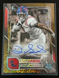 2025 Bowman University Chrome De'Zhaun Stribling Ole Miss Rookie Auto Gold /50 - Picture 1 of 2