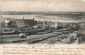 KANSAS CITY MO MISSOURI RIVER FRONT 1905 UDB VINTAGE POSTCARD 110325 U - Picture 1 of 2