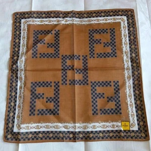 FENDI Fazzoletto a Scacchi Cotone Vintage Donna USATO DAL GIAPPONE 46cm*46cm - Foto 1 di 2