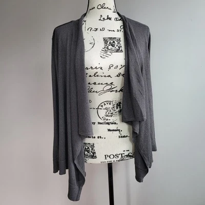 INC 3X Cárdigan Plata Gris Brillo Frente Abierto Dobladillo Asimétrico Glam Oficina Moto Foto 1 de 4