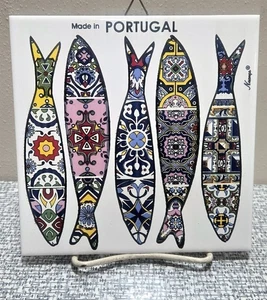 Portuguese SARDINES Fish TILE Wall TRIVET Cork Back Made in PORTUGAL by Nuanca - Picture 1 of 6