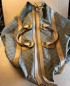 Vintage GUCCI Seamless Vector Pattern Leather Brown Duffel Bag - GREAT CONDITON!